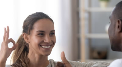 Woman doing sign language